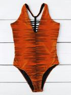 Shein Plunge Neck Ladder Cutout One Piece Swimwear