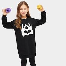 Shein Girls Hand Gesture Print Sweatshirt