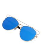 Shein Metallic Top Bar Blue Lenses Sunglasses