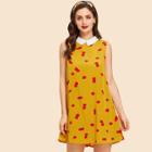 Shein Doll Neck Cherry Print Shell Dress