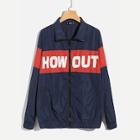 Shein Men Color Block Letter Print Windbreaker Jacket