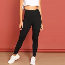 Shein Rib Knit Solid Leggings