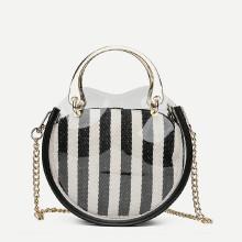 Shein Striped Detail Grab Bag With Chain Strap