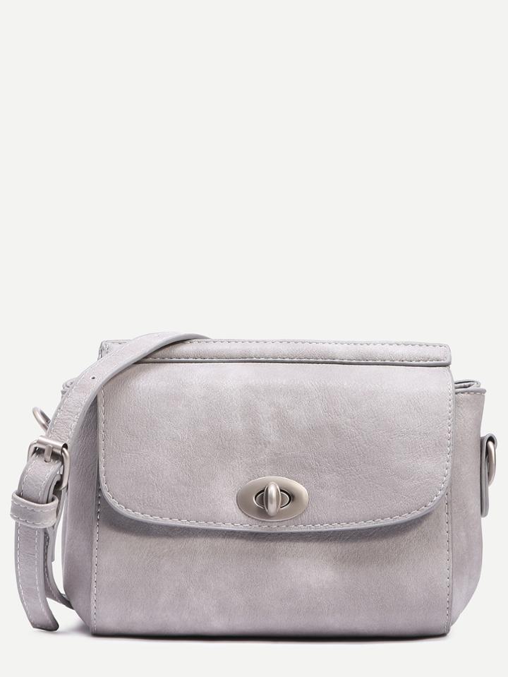 Shein Grey Turnlock Closure Structured Flap Bag