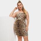 Shein Plus Cut Out Detail Leopard Strapless Dress