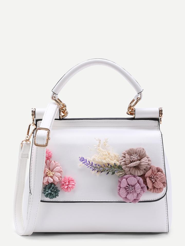 Shein Applique Flower Pu Shoulder Bag