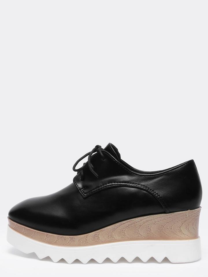 Shein Black Casual Pu Wedges