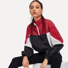 Shein Zip Front Cut And Sew Jacket
