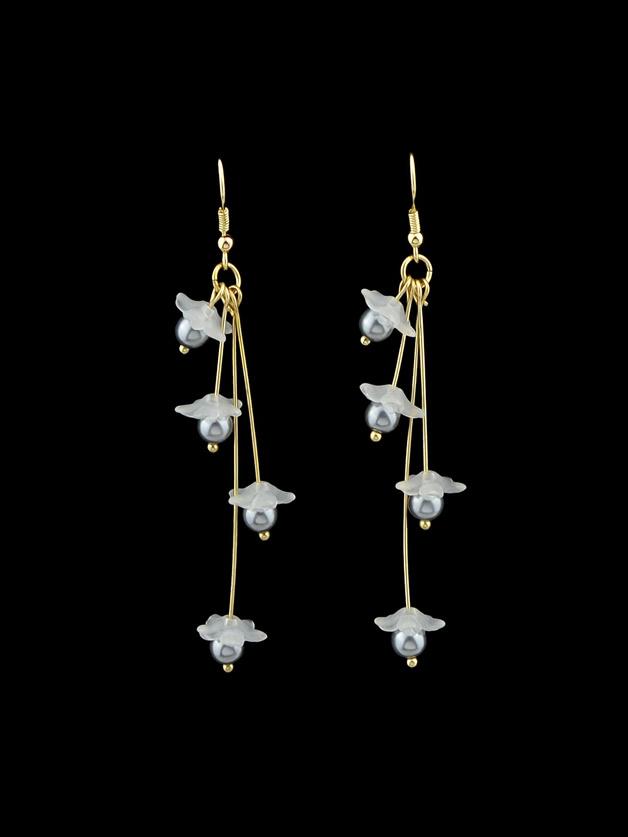 Shein Gray Flower Drop Pendant Earrings Female