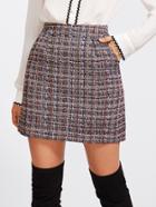 Shein Zip Back Tweed Skirt