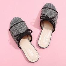 Shein Bow Tie Open Toe Flat Mules