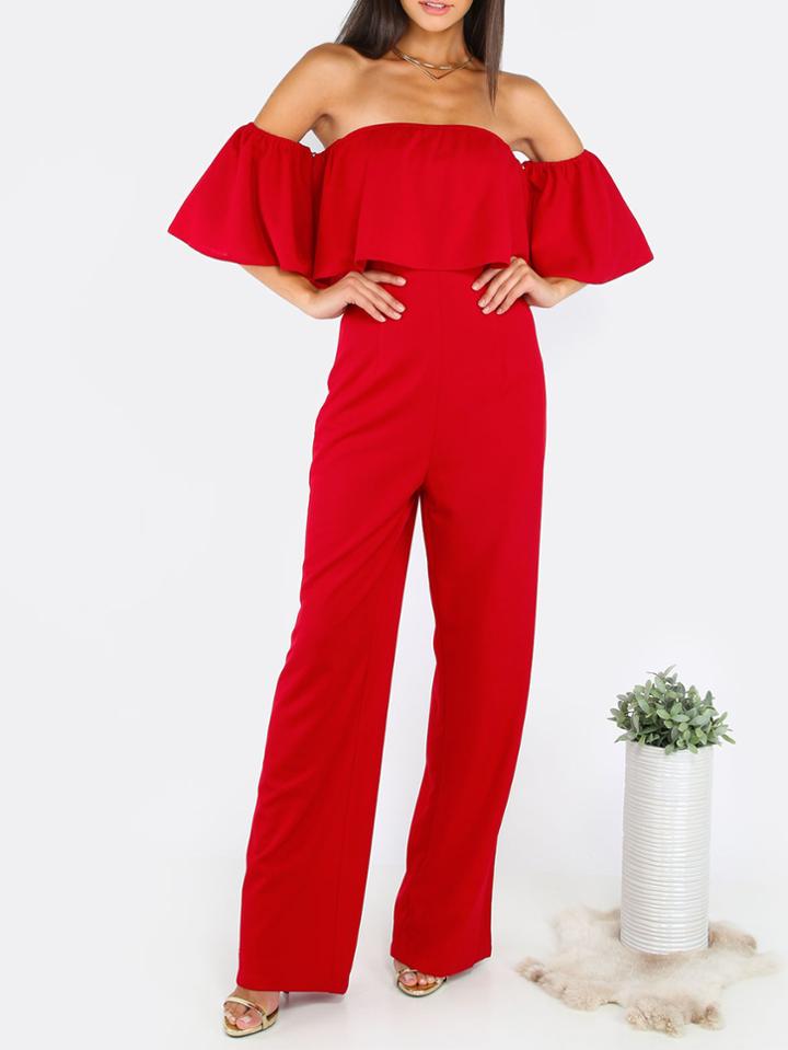 Shein Bardot Flounce Design Jumpsuit