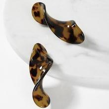 Shein Leopard Pattern Twist Bar Drop Earrings