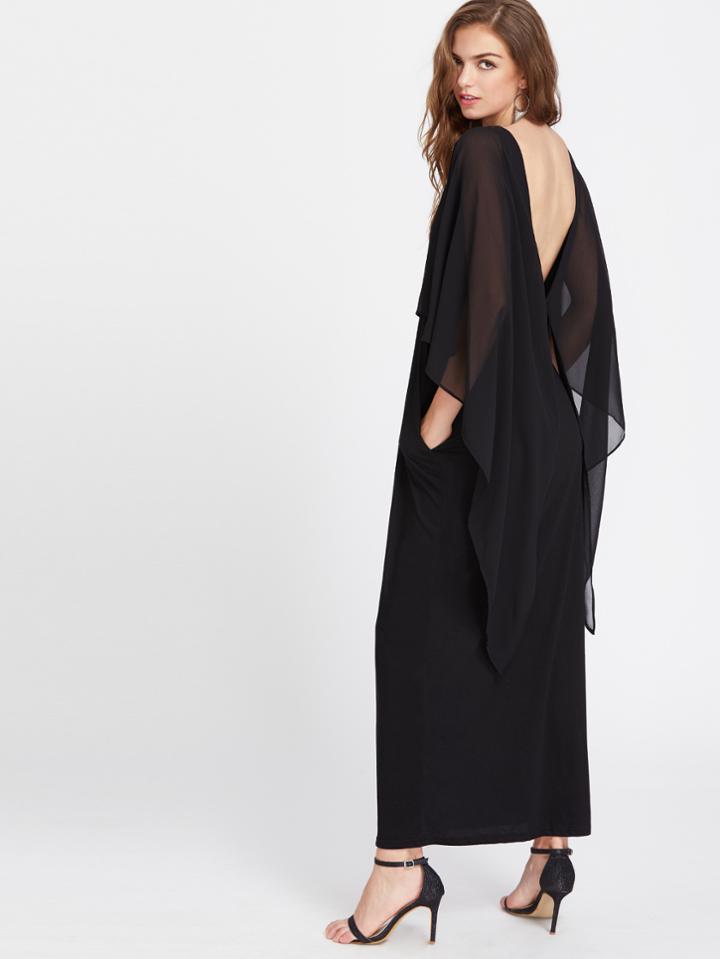 Shein Open Back Cape Dress