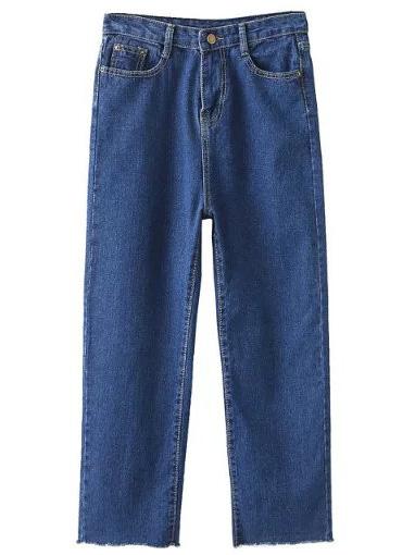 Shein Blue Raw Hem Loose Jeans