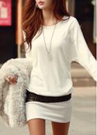 Rosewe Fabulous Long Sleeve Round Neck White Mini Dress