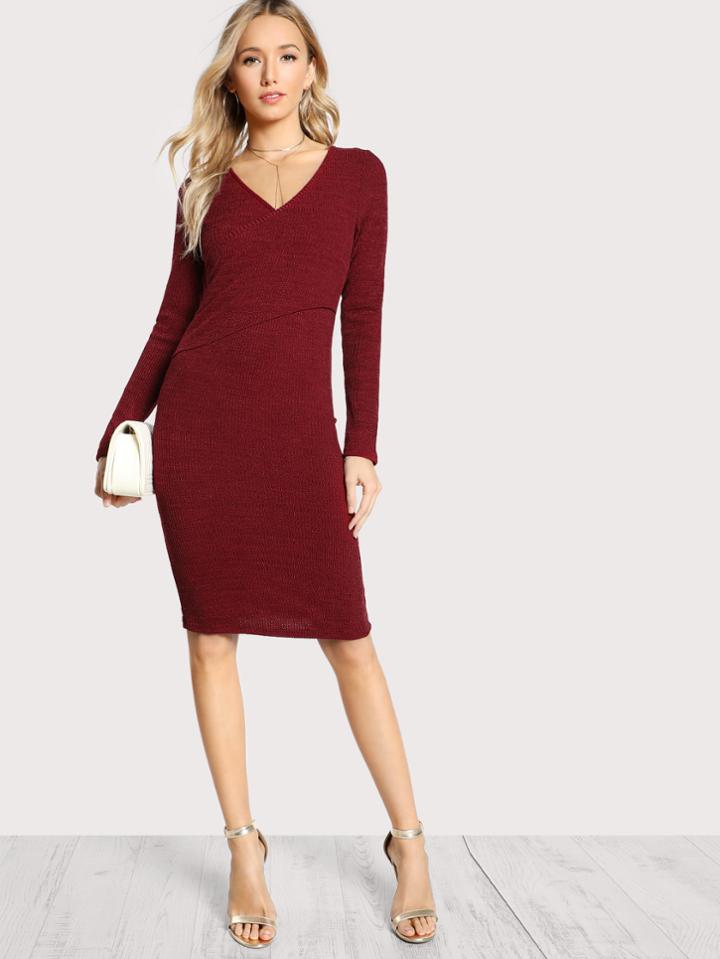 Shein Overlap Front Rib Knit Dress