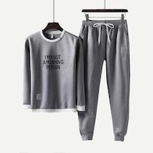 Shein Men Letter Print Sweatshirt With Drawstring Pants
