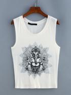 Shein Elephant God Print Kontted Cutout Tank Top