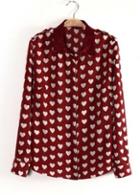 Rosewe Lovely Heart Print Wine Red Single Breasted Shirts