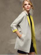 Shein Yellow Stand Collar Self-tie Coat