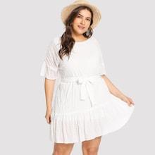 Shein Plus Solid Ruffle Hem Dress