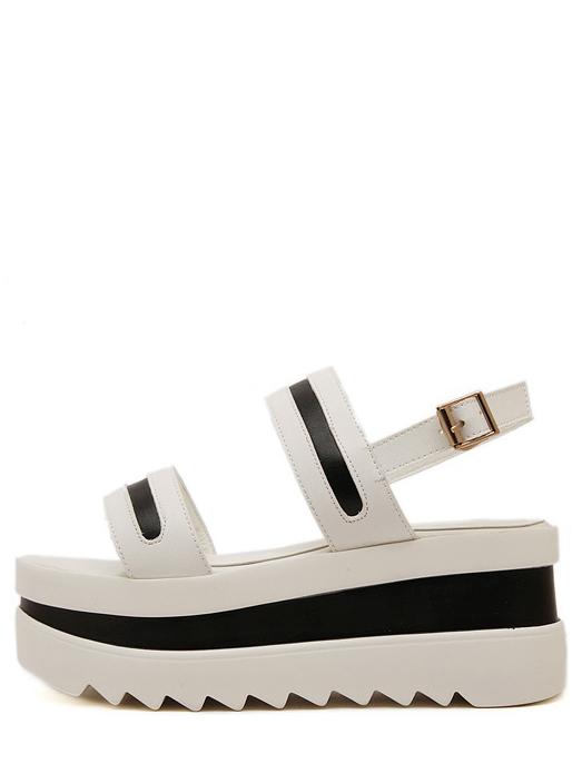 Shein White Lug Sole Open Toe Wedge Sandals
