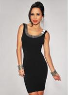 Rosewe Charming Round Neck Open Back Tank Dress Black