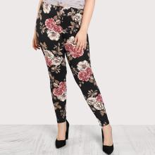 Shein Plus Floral Print Stretch Legging Pants