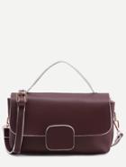 Shein Burgundy Faux Leather Messenger Bag With Strap