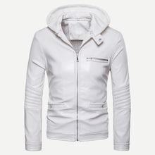 Shein Men Zip Decoration Hooded Pu Jacket