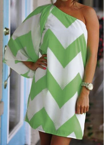 Rosewe One Sleeve Chevron Print Shift Dress