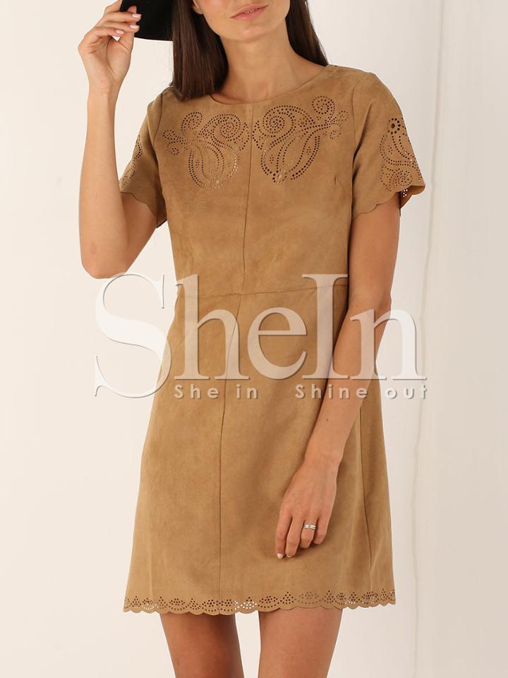 Shein Yellow Short Sleeve Zipper Dress