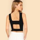 Shein Cut Out Back Crop Solid Top