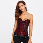 Shein Frill Trim Lace Up Back Corset Set