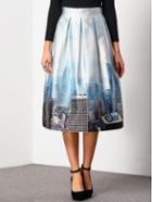 Shein Blue High Waist City Print Skirt