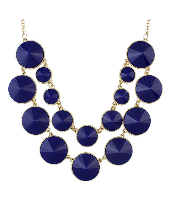 Shein Blue Double Layers Statement Necklace