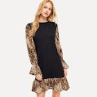 Shein Leopard Panel Sweatshirt Dress