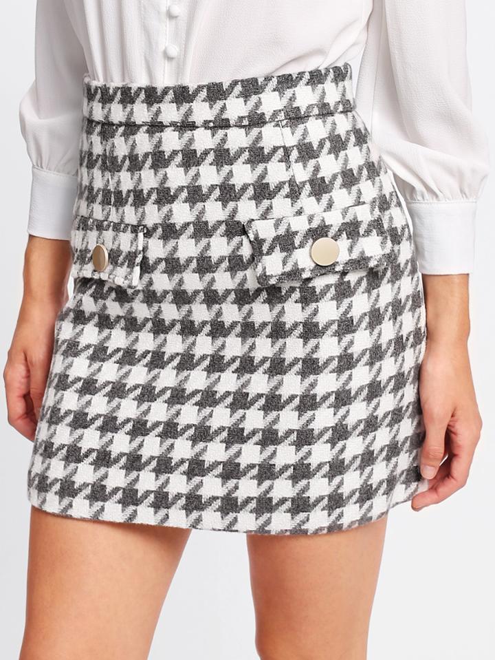 Shein Houndstooth Tweed Skirt