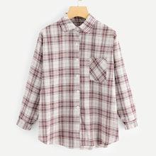Shein Pocket Detail Plaid Blouse