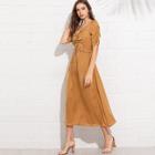 Shein Drawstring Shirred Front Frilled Dress