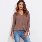 Shein Knot Cuff Asymmetric Draped Top