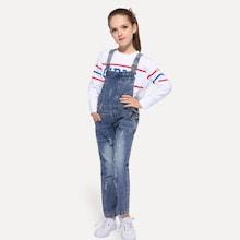 Shein Toddler Girls Destroyed Denim Overalls