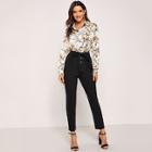 Shein Waist Knot Button Solid Pants