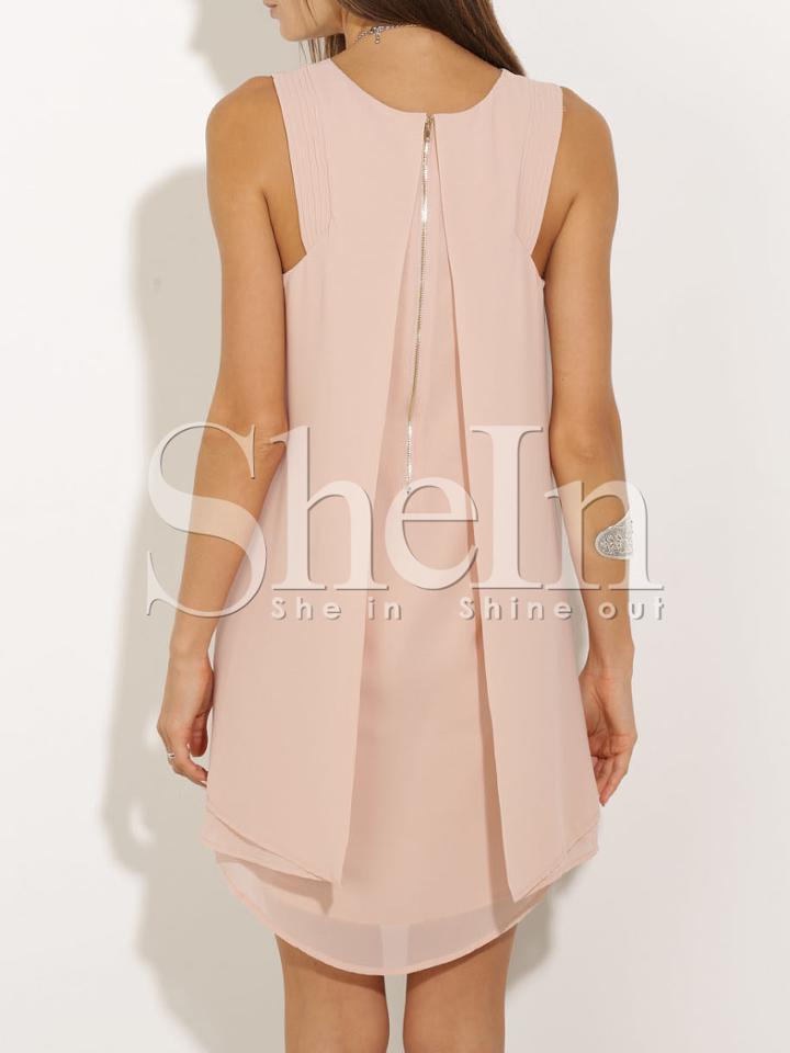 Shein Pink Sleeveless Round Neck Dress