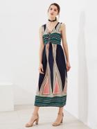 Shein Aztec Print Beaded Tie Neck Dress