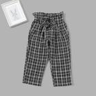 Shein Toddler Girls Lace Up Front Plaid Pants