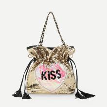 Shein Tassel Decorated Sequin Tote Bag