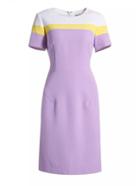 Shein Purple White Yellow Round Neck Short Sleeve Dress