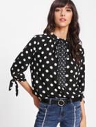 Shein Tie Cuff Spot Blouse